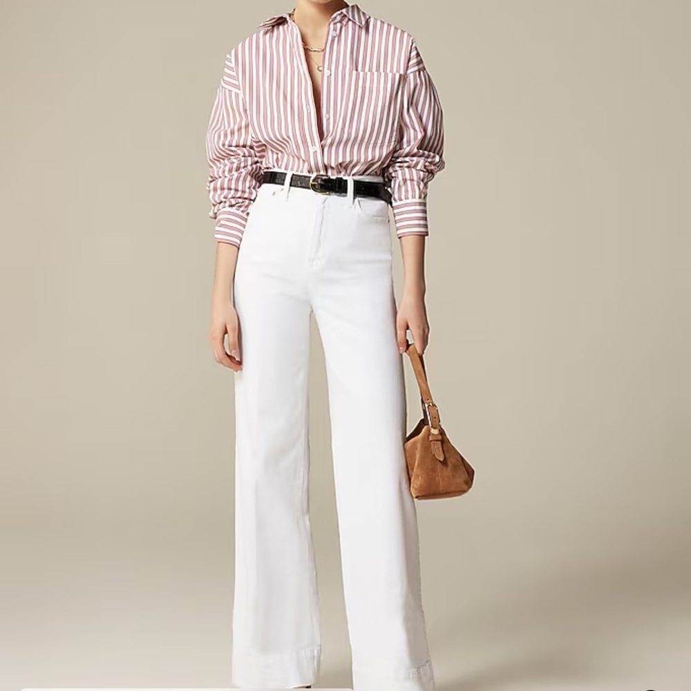J. Crew White Wide  Leg Trouser
